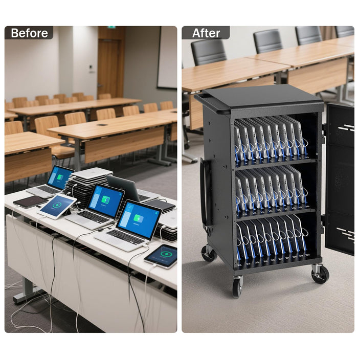 C30E-H - Fully Assembled 30 Unit Device Charging Station for Chromebook, iPad, Laptop