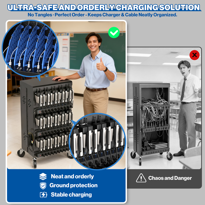 C30F-H - 30 Unit Device Laptop Charging Cart for Chromebooks
