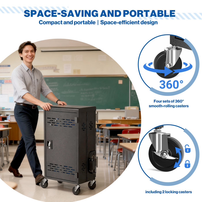C30F-H - 30 Unit Device Laptop Charging Cart for Chromebooks