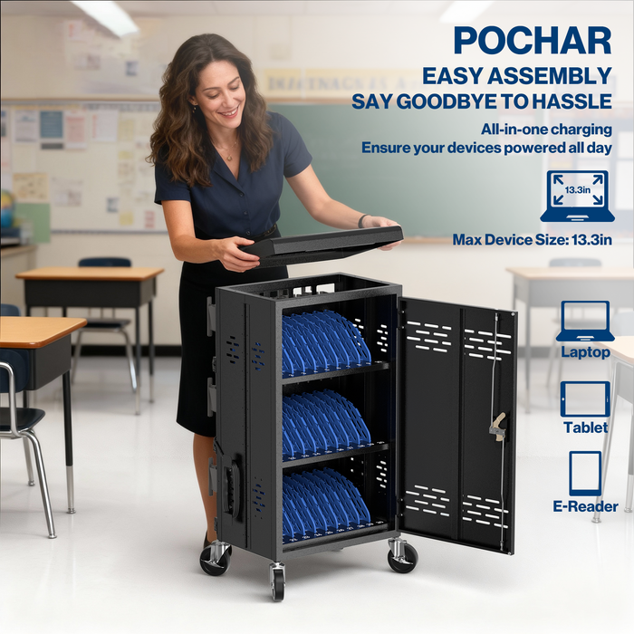 C30F-H - 30 Unit Device Laptop Charging Cart for Chromebooks