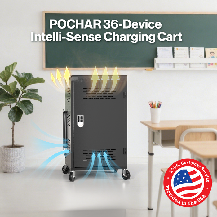 C36C-H - 36 Bay Intelli-Sense Charging Cart for Tablets, Laptop & Chromebook, Assembly Required