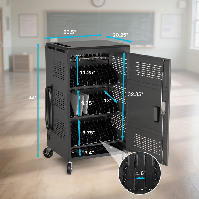 C36C-H - 36 Bay Intelli-Sense Charging Cart for Tablets, Laptop & Chromebook, Assembly Required