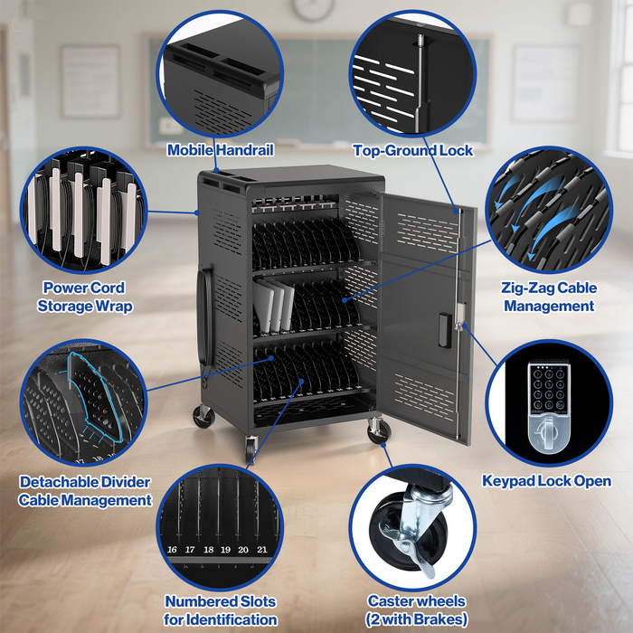 C36C-H - 36 Bay Intelli-Sense Charging Cart for Tablets, Laptop & Chromebook, Assembly Required