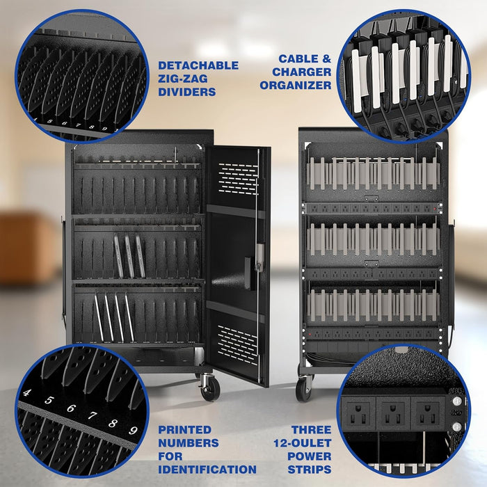C36C-H - 36 Bay Intelli-Sense Charging Cart for Tablets, Laptop & Chromebook, Assembly Required