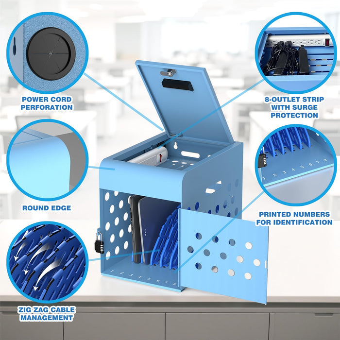 C8-B - Locking Charging Cabinet for Chromebooks, iPads, and Laptops