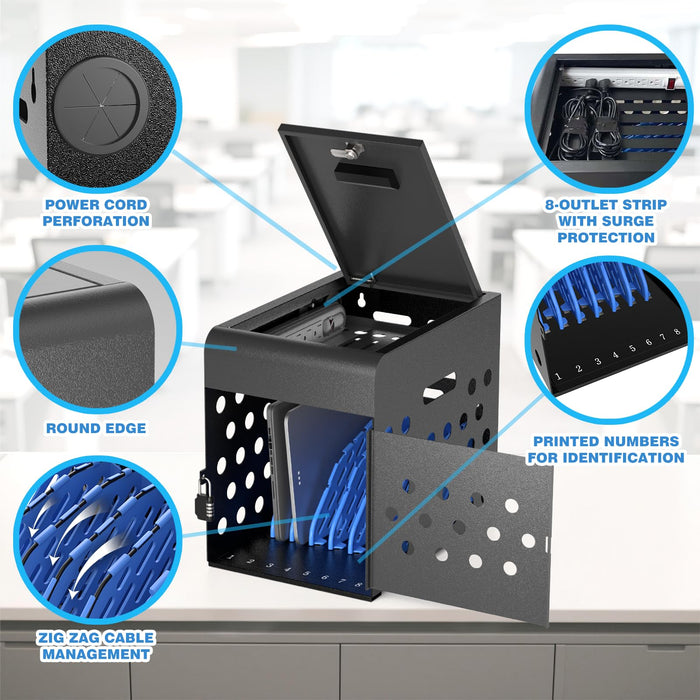 C8-H - Locking Charging Cabinet for Chromebooks, iPads, and Laptops