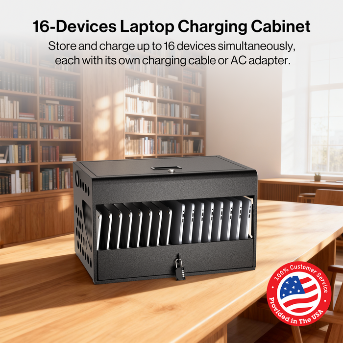 CCH16S - 16-Unit Charging Cabinet with Combination Lock (Black)