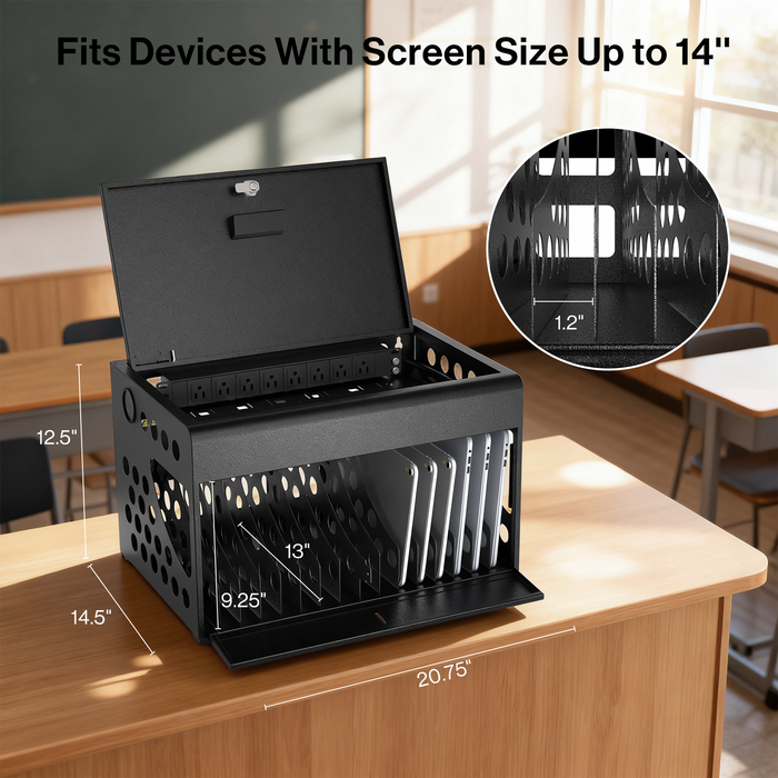 CCH16S - 16-Unit Charging Cabinet with Combination Lock (Black)