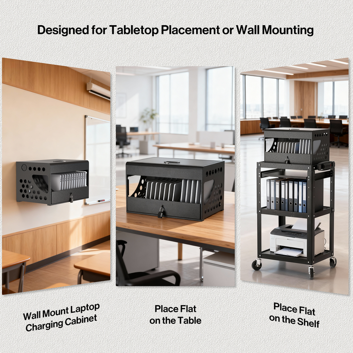 CCH16S - 16-Unit Charging Cabinet with Combination Lock (Black)