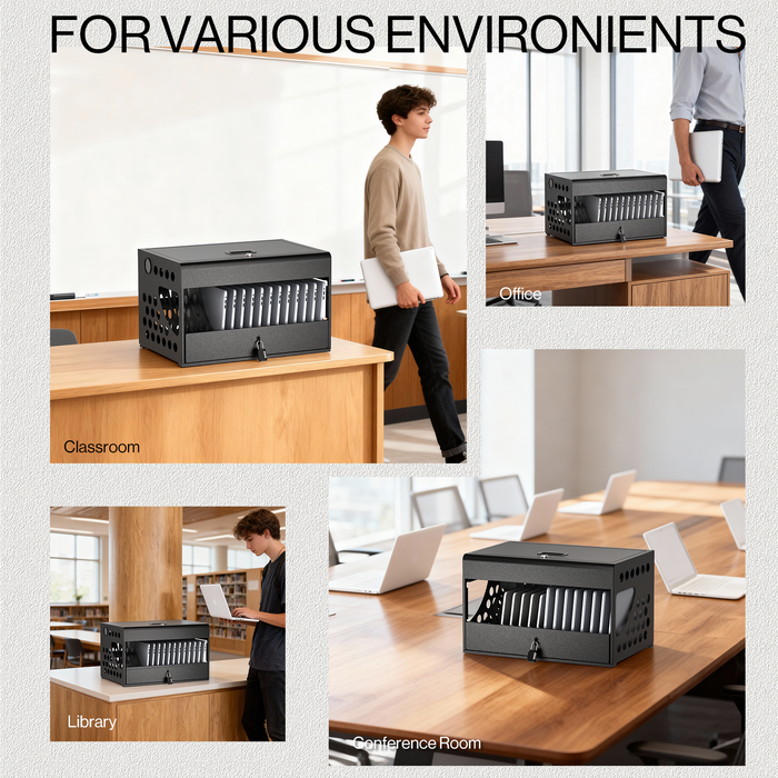 CCH16S - 16-Unit Charging Cabinet with Combination Lock (Black)