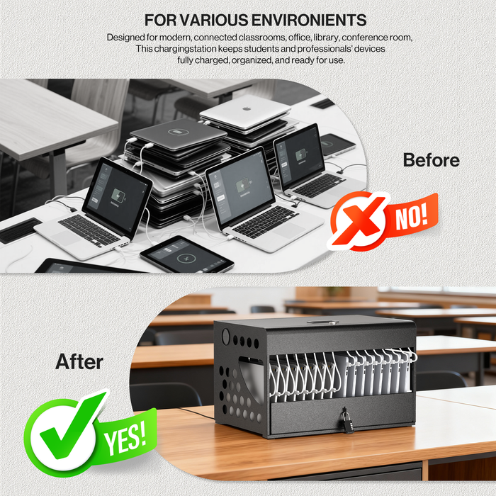 CCH16S - 16-Unit Charging Cabinet with Combination Lock (Black)