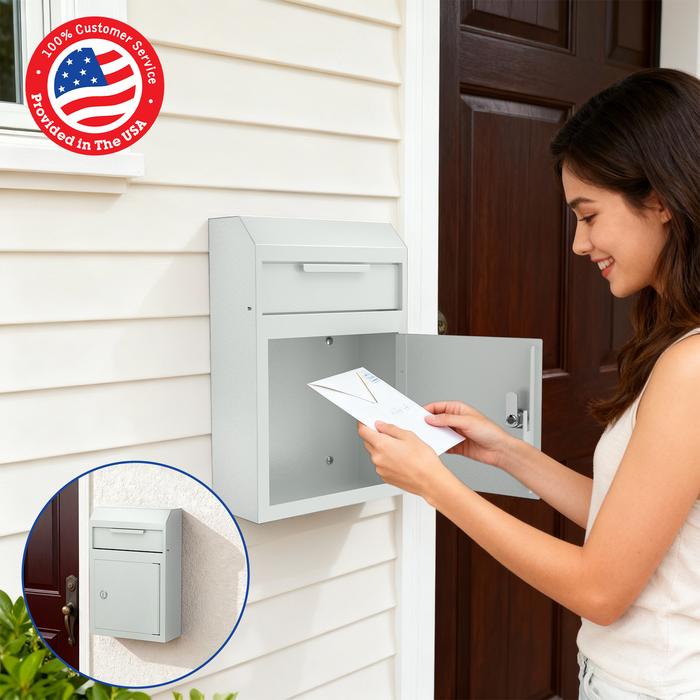 D02-W - Wall Mounted Drop Box Depository Safe (Gray)