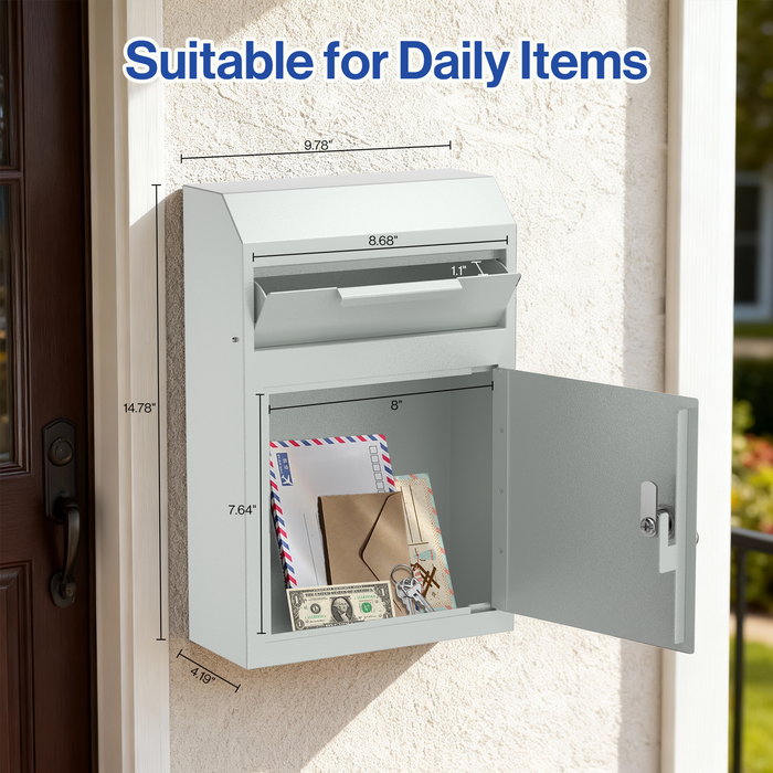 D02-W - Wall Mounted Drop Box Depository Safe (Gray)