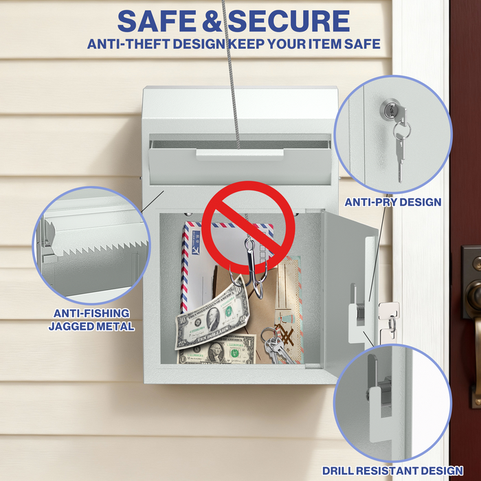D02-W - Wall Mounted Drop Box Depository Safe (Gray)