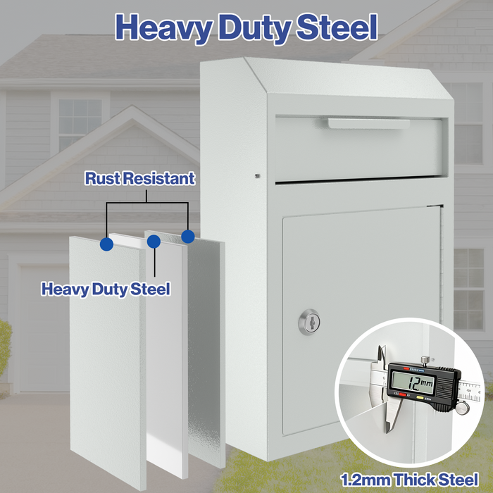 D02-W - Wall Mounted Drop Box Depository Safe (Gray)