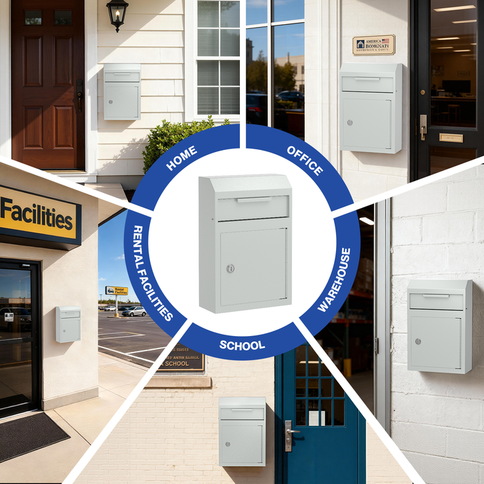 D02-W - Wall Mounted Drop Box Depository Safe (Gray)