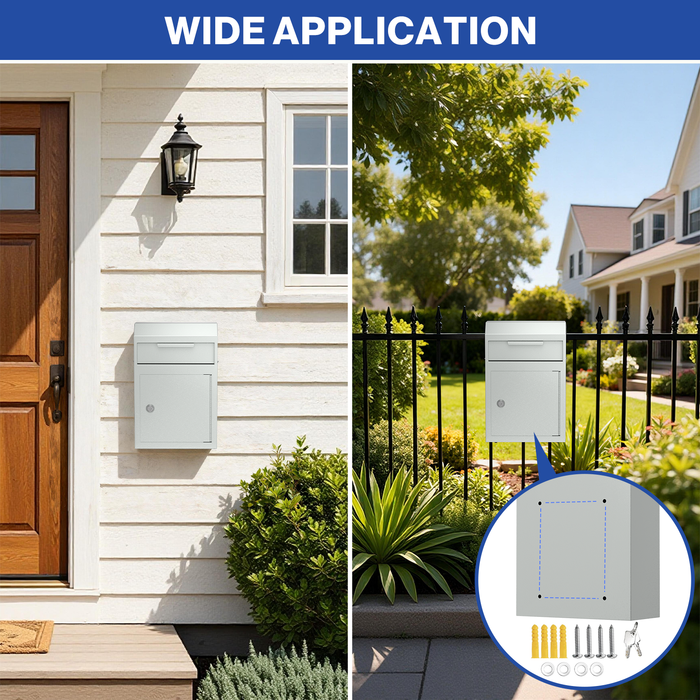 D02-W - Wall Mounted Drop Box Depository Safe (Gray)