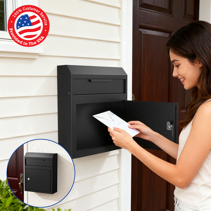 D02L-H - Large Wall Mount Drop Box Depository Safe (Black)