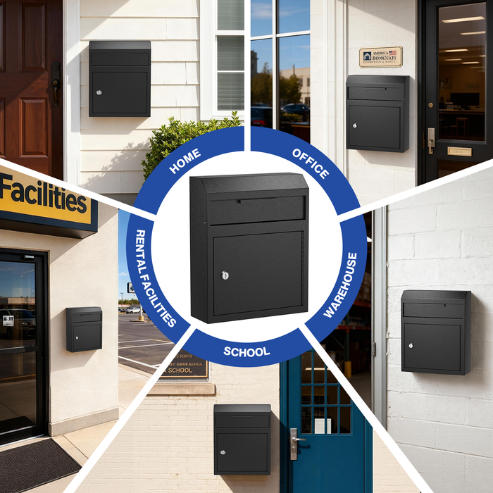 D02L-H - Large Wall Mount Drop Box Depository Safe (Black)