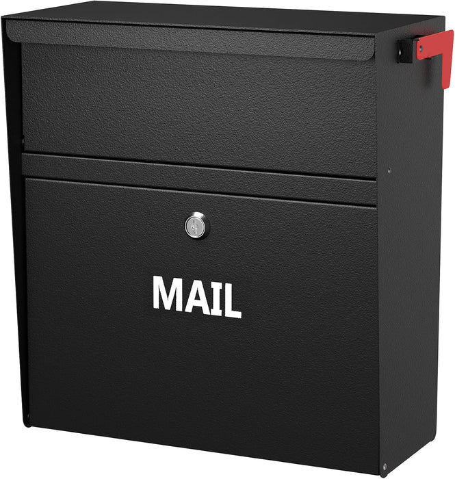 D03-H - Rainproof Wall Mount Mailbox with Outgoing Mail Flag and Holder