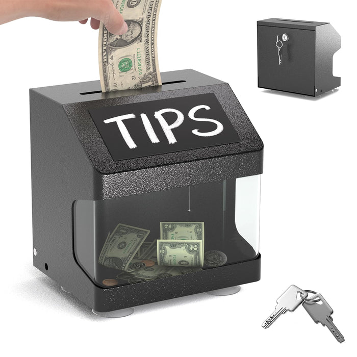 D12-H - Wall Mounted Ballot Box with Key, Black