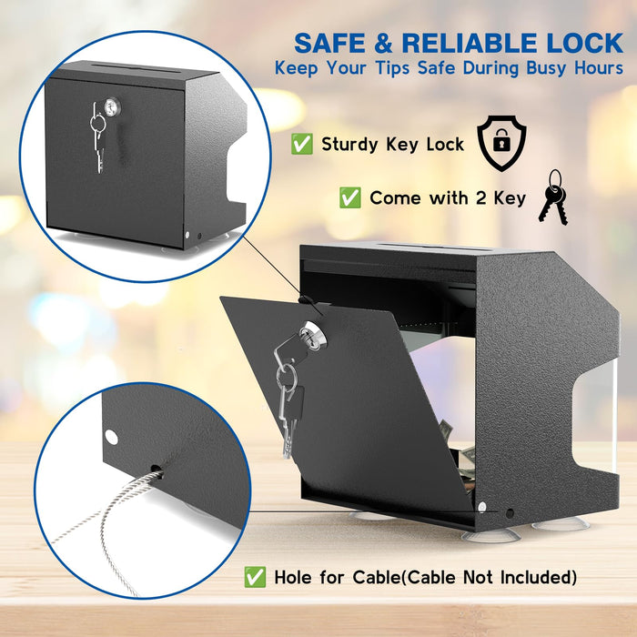 D12-H - Wall Mounted Ballot Box with Key, Black