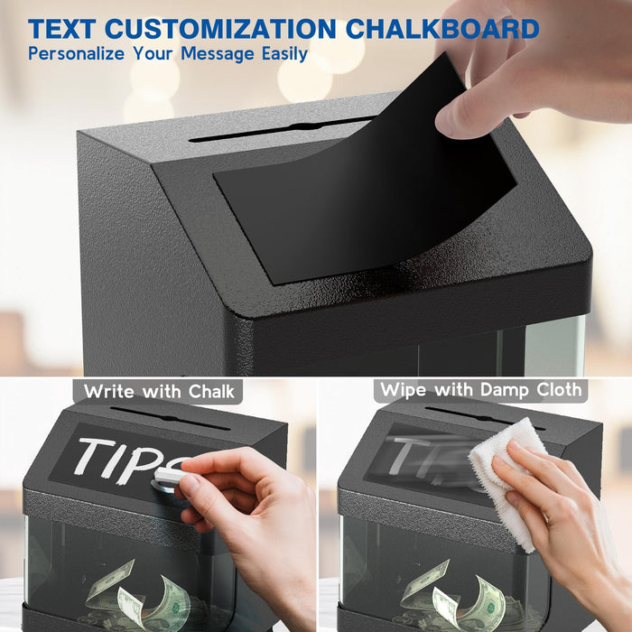 D12-H - Wall Mounted Ballot Box with Key, Black