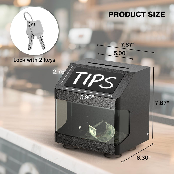 D12-H - Wall Mounted Ballot Box with Key, Black