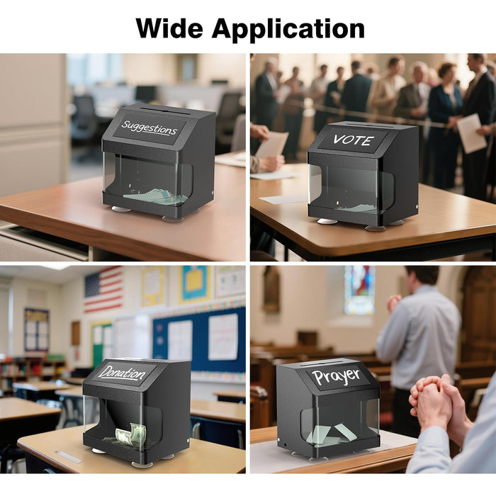 D12-H - Wall Mounted Ballot Box with Key, Black