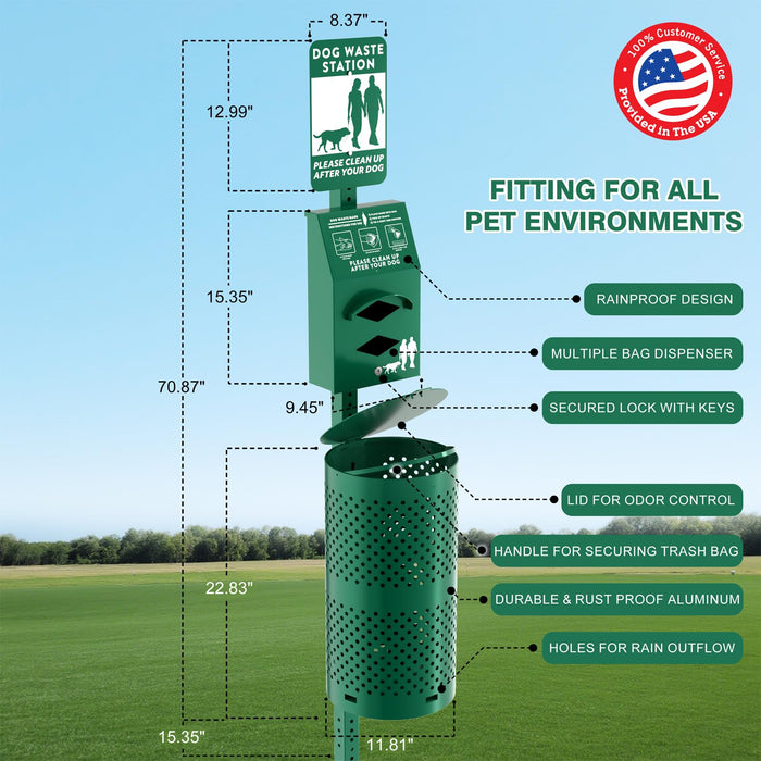 D18-L-A - Aluminum Rustproof Dog Waste Disposal System