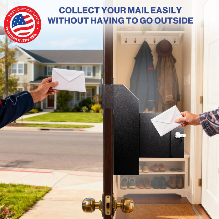 D1A-H - Through the Door Locking Mailbox for Daily Items, Black