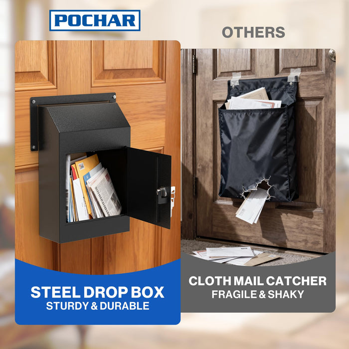 D1A-H - Through the Door Locking Mailbox for Daily Items, Black