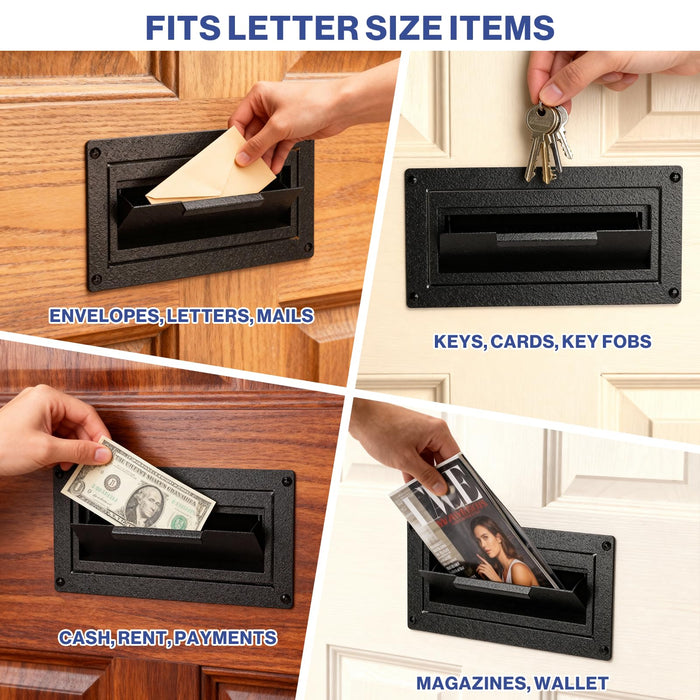 D1A-H - Through the Door Locking Mailbox for Daily Items, Black