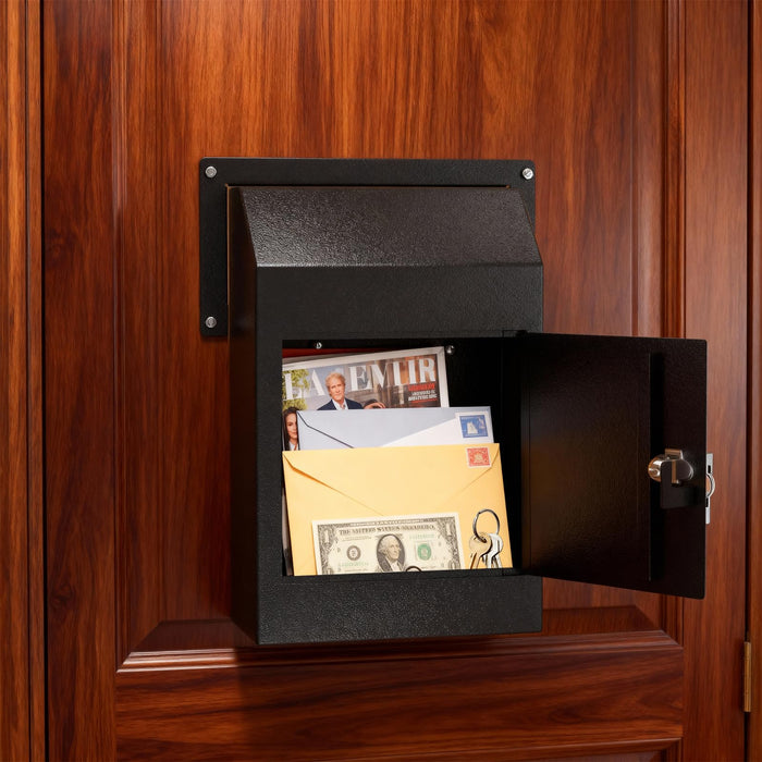 D1A-H - Through the Door Locking Mailbox for Daily Items, Black