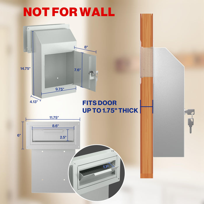 D1A-W - Through the Door Locking Mailbox for Daily Items, Light Gray