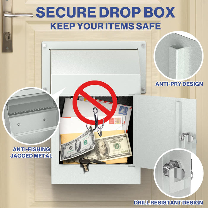 D1A-W - Through the Door Locking Mailbox for Daily Items, Light Gray