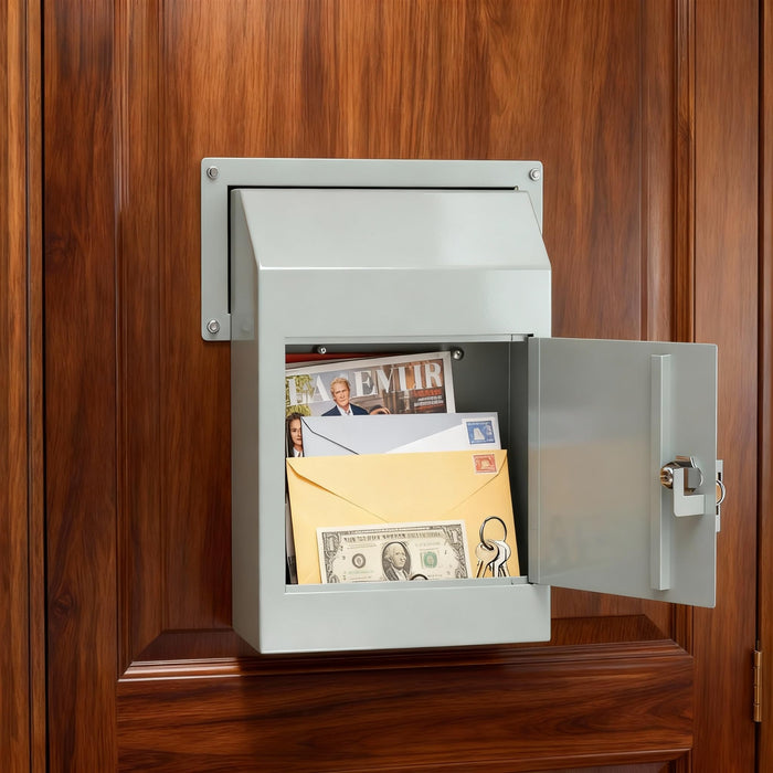 D1A-W - Through the Door Locking Mailbox for Daily Items, Light Gray