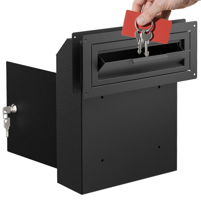 D1B-H -Large Through the Door Locking Mailbox for Daily Items, Black
