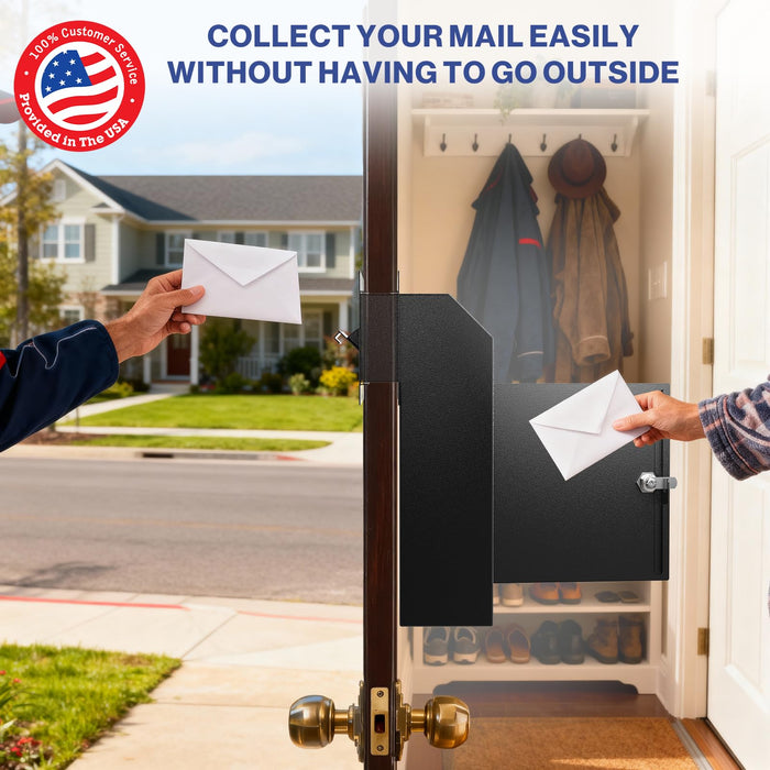 D1B-H -Large Through the Door Locking Mailbox for Daily Items, Black