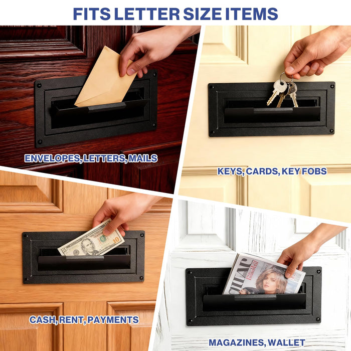 D1B-H -Large Through the Door Locking Mailbox for Daily Items, Black