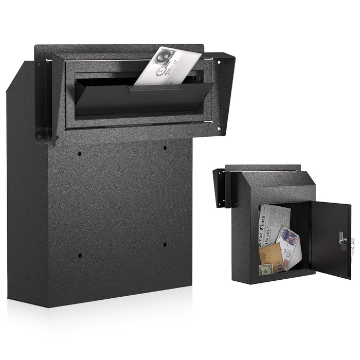 D1C-H - Through the Door Locking Mailbox with Rainproof Design, Black