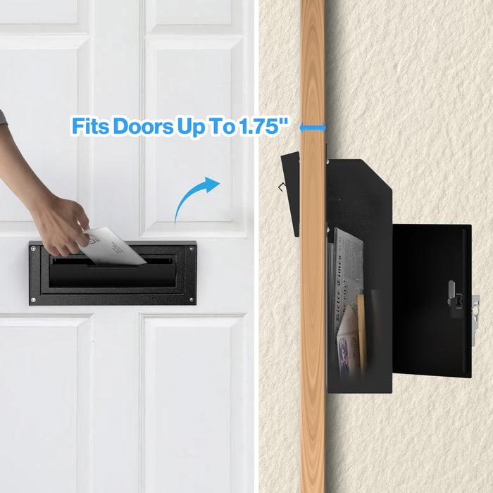 D1C-H - Through the Door Locking Mailbox with Rainproof Design, Black