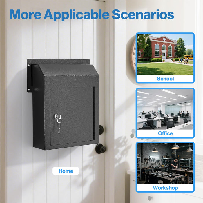 D1C-H - Through the Door Locking Mailbox with Rainproof Design, Black