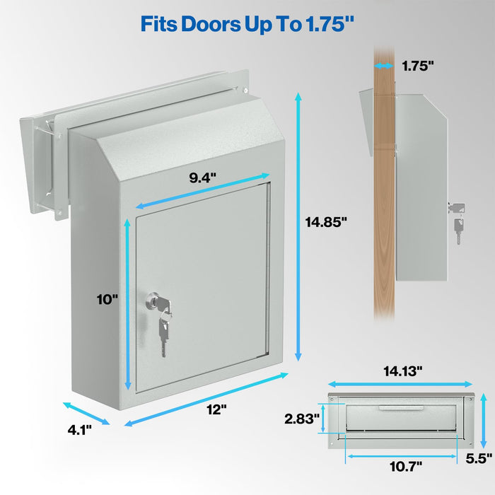 D1C-W - Through the Door Locking Mailbox with Rainproof Design (Beige)