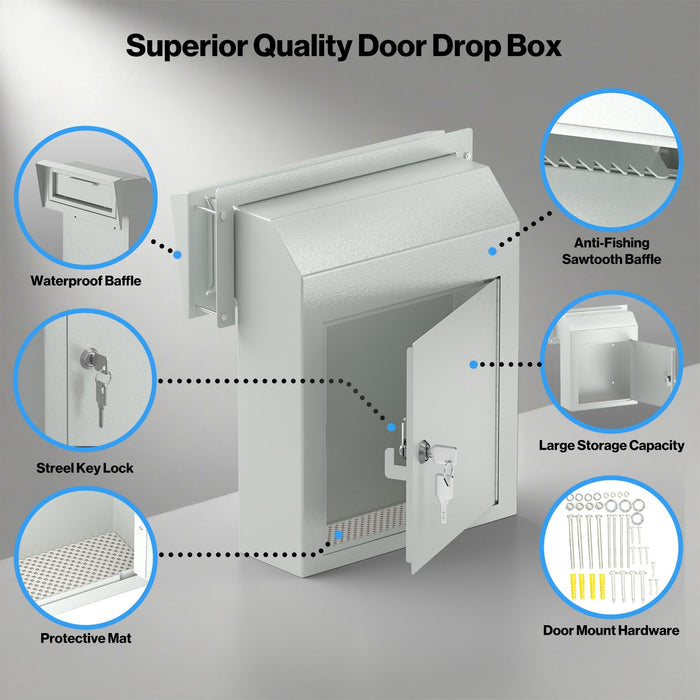 D1C-W - Through the Door Locking Mailbox with Rainproof Design (Beige)