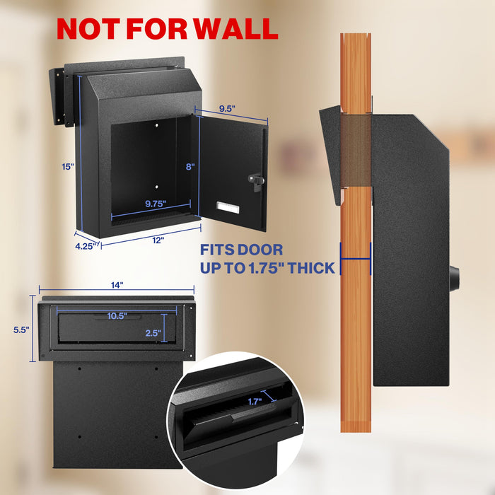 D1D-H - Rainproof Through-the-Door Key Drop Box with Combination Lock