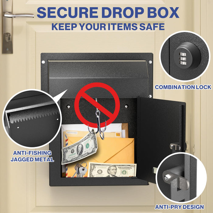 D1D-H - Rainproof Through-the-Door Key Drop Box with Combination Lock