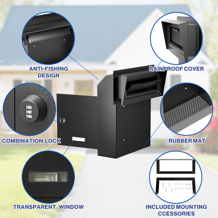 D1D-H - Rainproof Through-the-Door Key Drop Box with Combination Lock