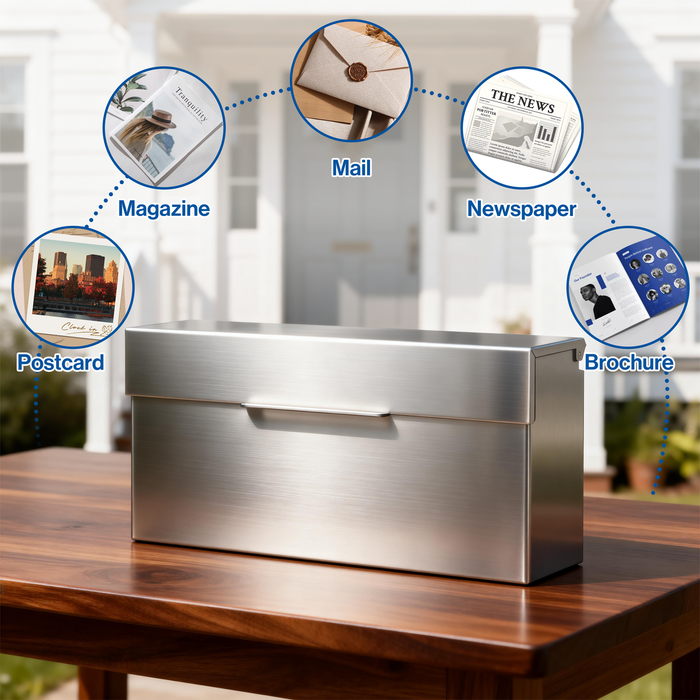 D20 - Stainless Steel Mailbox Modern Mailbox for Outside