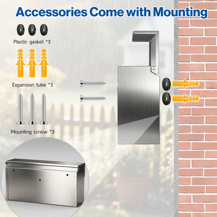 D20 - Stainless Steel Mailbox Modern Mailbox for Outside